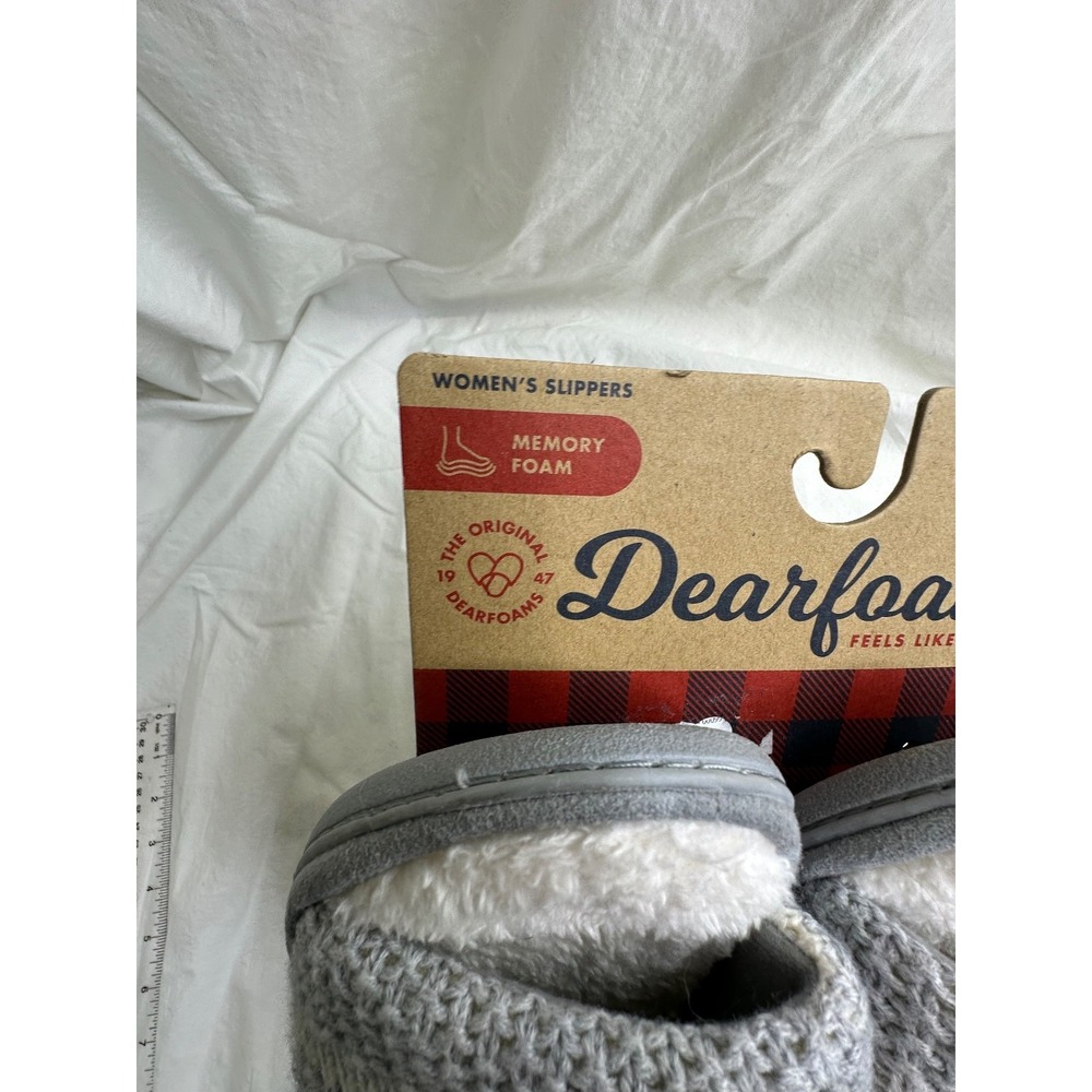 New Dearfoams Womens Slippers Memory Foam Slide Gray Stripes XL Sz 11-12 - Picture 5 of 7